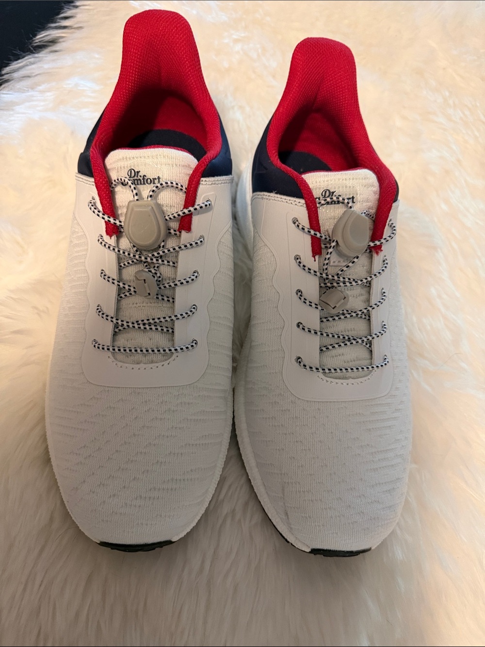 Dr. Comfort Men’s Athletic Shoes - White with Red Accent